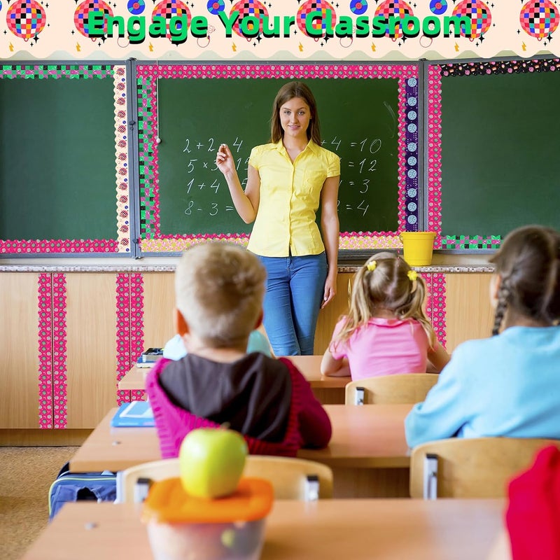 DASTTUIS 6 Rolls 196.8 Ft Disco Ball Bulletin Board Border Set - Classroom Trim - Colorful Supplies for Teachers, School & Office Decor - Perfect Birthday Theme - Image 3